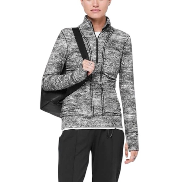Lululemon Cypress Kiss 1/2 Zip- Rush Jacquard Black White Size 4 💪🏻🖤✨ - Picture 3 of 8